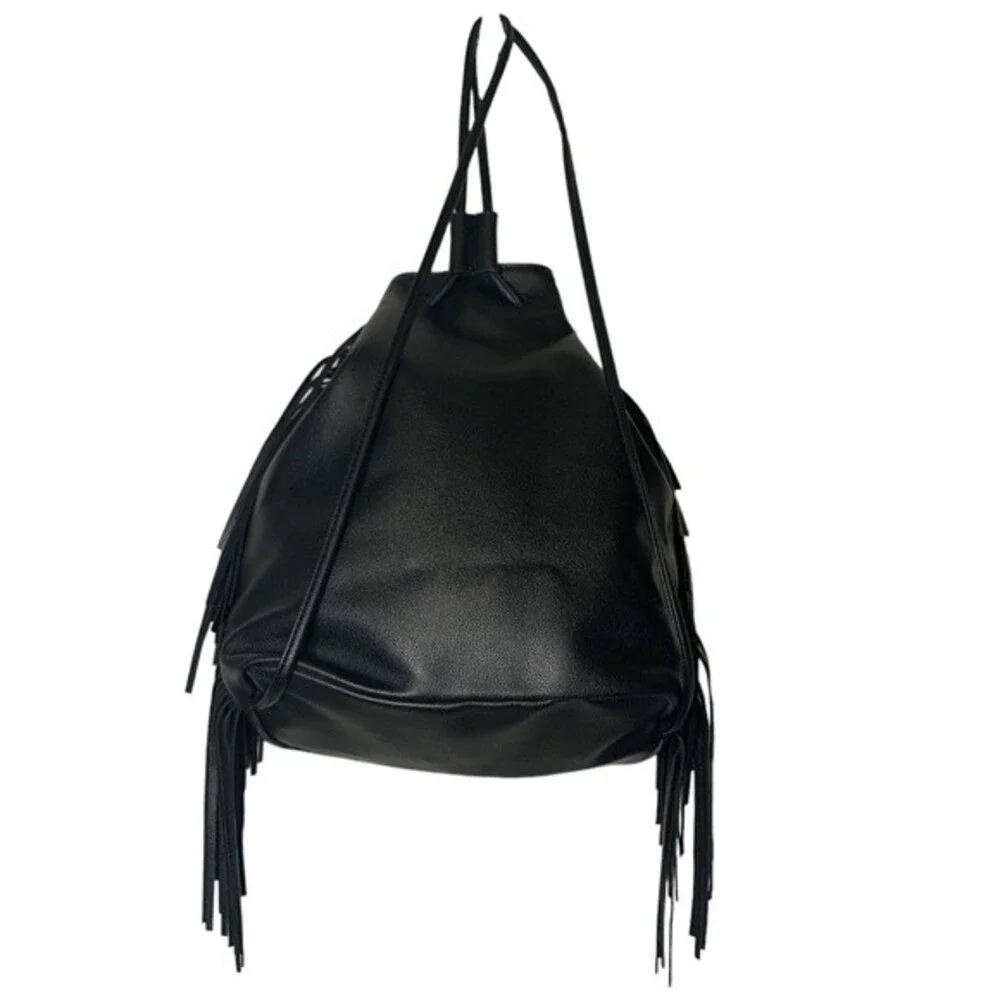 NWOT VICTORIA’S SECRET FAUX LEATHER FRINGE BACKPACK IN BLACK . LIMITED EDITION - Picture 5 of 10